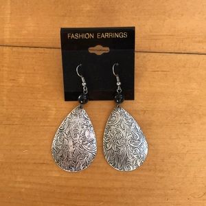 Silver engraved earrings